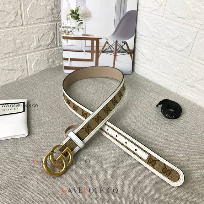 Gucci Classic Belt Handmade Original Size Brown & White
